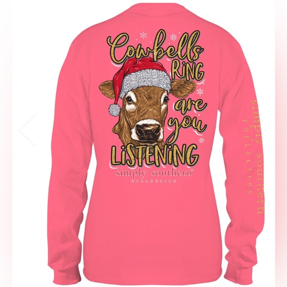 NWT Simply Southern “Cowbells Ring” Long Sleeve Tee sz Small - Picture 3 of 5
